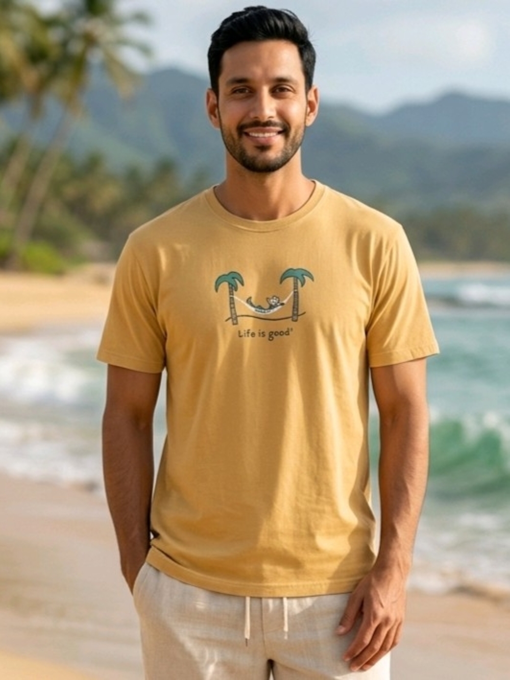 Life is Good Men's Hammock Jake Graphic Shortsleeve T-shirt Yellow XL